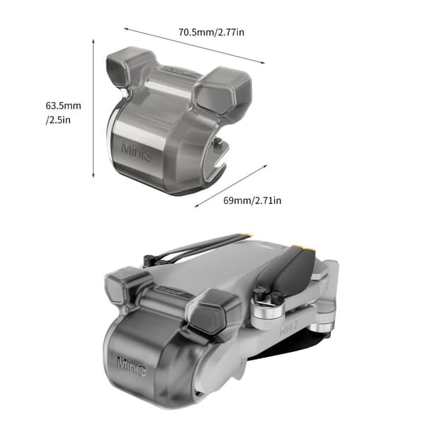 INF Mini 3 Gimbal Protector – Linsedeksel Støvtett hette for DJI Mini 3 Drone – Gjennomsiktig svart