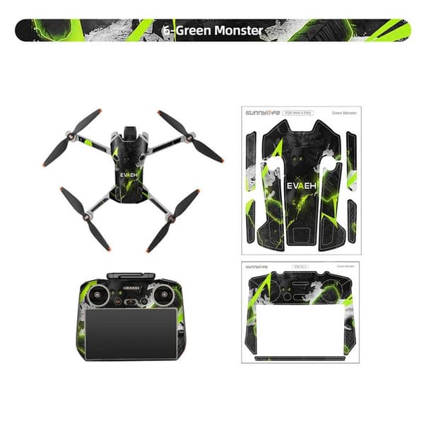Sunnylife Sticker kit DJI Mini 4 Pro och DJI RC 2 - Green monster
