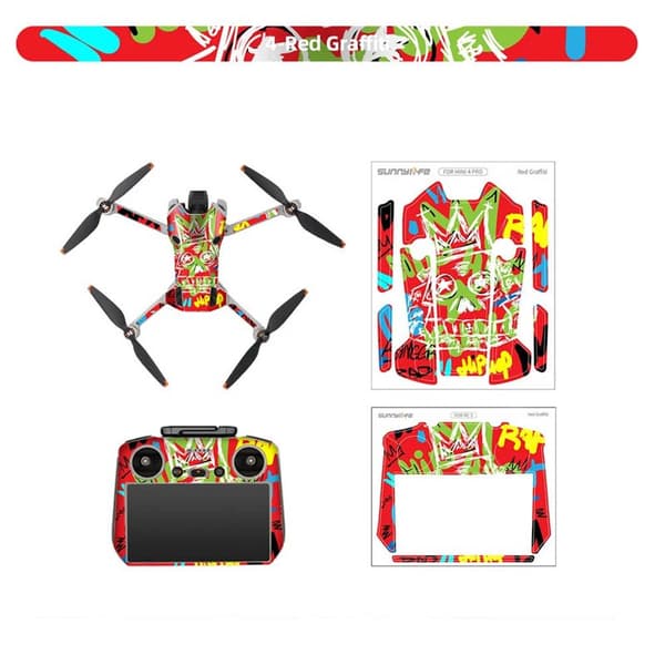 Sunnylife Sticker kit DJI Mini 4 Pro och DJI RC 2 - Red grafitti