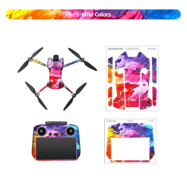 Sunnylife Sticker kit DJI Mini 4 Pro og DJI RC 2 - Wild colors