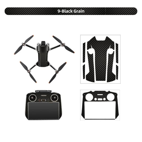 Sunnylife Sticker kit DJI Mini 4 Pro og DJI RC 2 - Black grain
