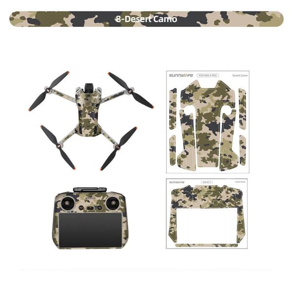 Sunnylife Sticker kit DJI Mini 4 Pro og DJI RC 2 - Desert Camo
