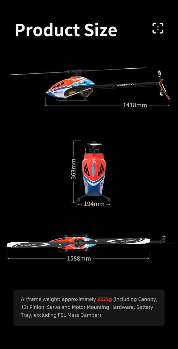 OMP Hobby M7 KIT Helikopter m/blades - Yellow
