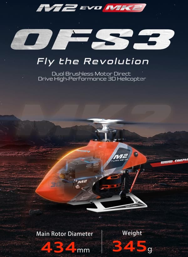 OMP Hobby M2 Evo MK2 OFS3 BNF Helikopter - Orange