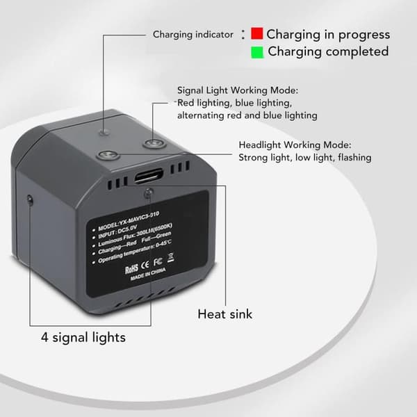LED-forlygte til DJI Air 3S / Air 3 / Air 2 / Air 2S / Mavic 2 / Mavic 3 / Mavic Pro