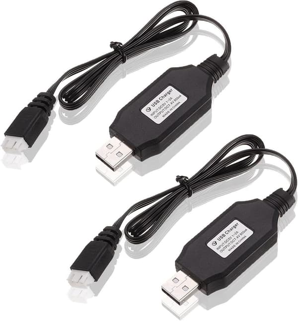 Hubsan 2x USB Laddkabel 7.4V för SYMA X8C Hubsan H501S – Tillbehör till Fjärrstyrda Leksaker Batteriladdare