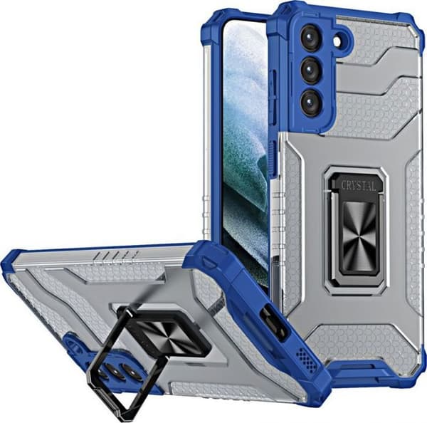 Hurtel Crystal Ring Case hybrid skyddande skal + magnetfäste för Samsung Galaxy S21+ 5G (S21 Plus 5G) blå