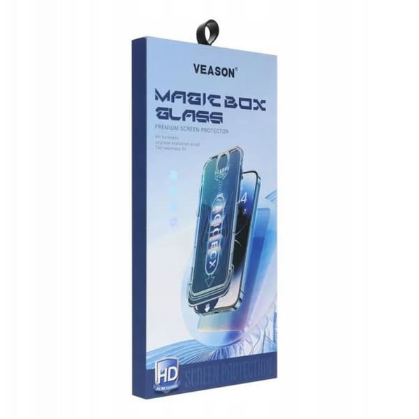 Vmax Härdat glas 6D Pro Veason lätt att installera + applicerare för iPhone 16 Plus, svart