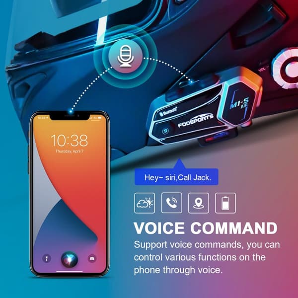 Moottoripyörän Bluetooth-välinetuki, 1000 m välinetuki, tukee FM-radioa, ääniohjaus