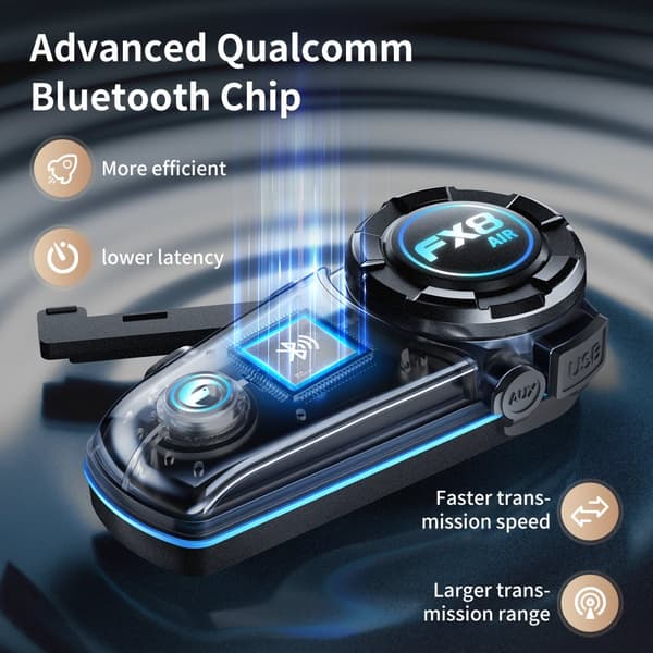 Bluetooth-moottoripyöräintercom, 4-rider-tuki, vedenpitävä muotoilu, musiikin jakaminen