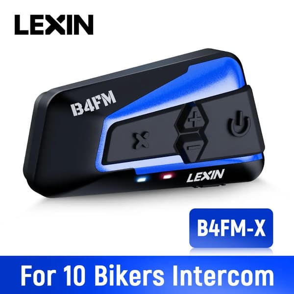 Motorcykel Bluetooth Intercom, 10 ryttere understøttelse, op til 1600 m rækkevidde,B4FM-X