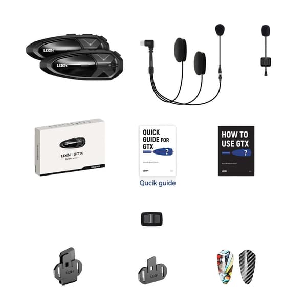 Lexin GTX Intercom, 2000m rækkevidde, understøtter 10 ryttere,Dobbelt pakke 2PCS
