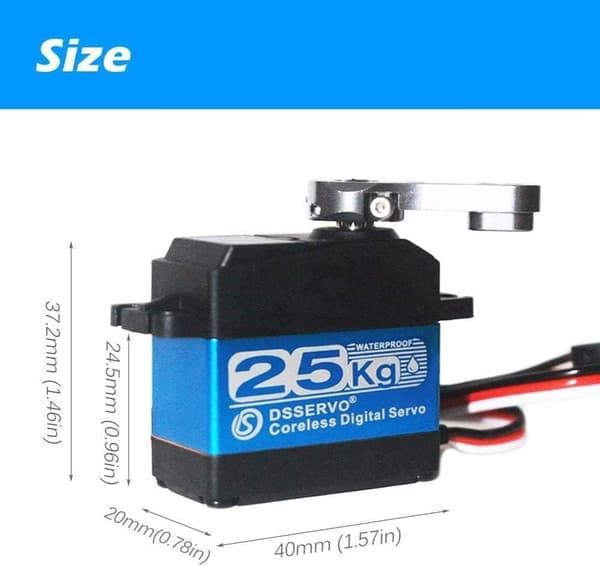 Dsservo DS3225PRO 7.4V 25KG ja 25T nokka mallille 1/10 (180 astetta) - Lisävarusteet kauko-ohjattaville leluille Digitaalinen ytimetön servomoottori