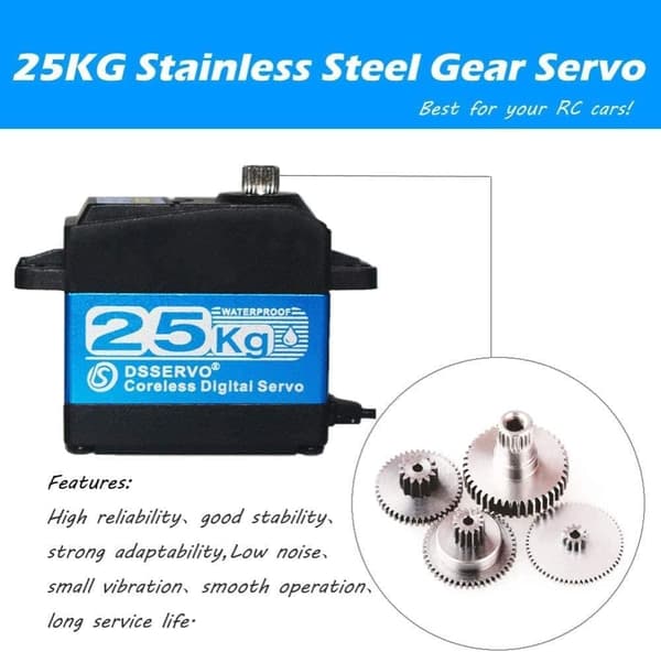 Dsservo DS3225PRO 7.4V 25KG ja 25T nokka mallille 1/10 (180 astetta) - Lisävarusteet kauko-ohjattaville leluille Digitaalinen ytimetön servomoottori