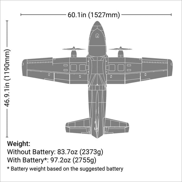 E-Flite EC-1500 Twin 1.5m BNF Basic w/SAFE & AS3X