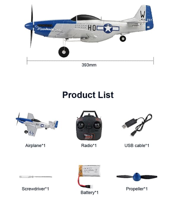 Top RC Hobby P51D 450mm Gyro RTF