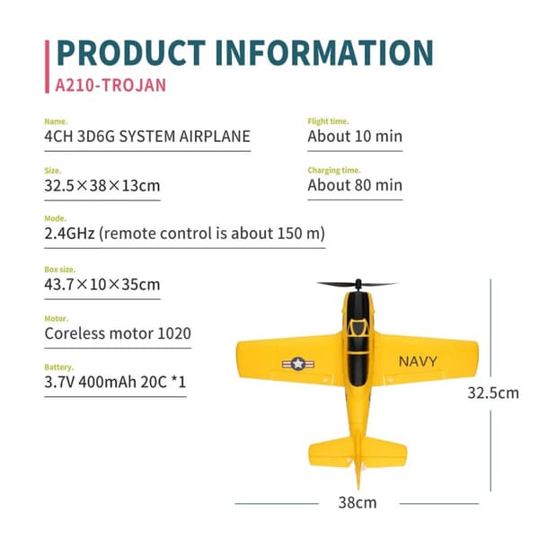 RADIOSTYRT FLYGPLAN 4-KANALER A210
