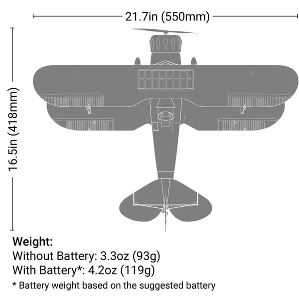 E-Flite UMX Waco 550mm BNF m/AS3X &amp; SAFE - Gul