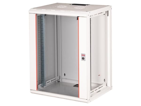 ROLINE 26.21.0006, Väggmonterad rack, 16U, Knapplås, Kuggskenor, 29 kg, Grå