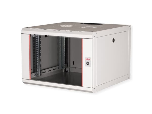 ROLINE 26.21.0001, Veggmonterbar hylle, 7U, Nøkkellås, Rack skinner, 18 kg, Grå