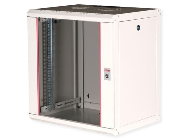 ROLINE 26.21.0004, Veggmonterbar hylle, 12U, Nøkkellås, Rack skinner, 22,5 kg, Grå