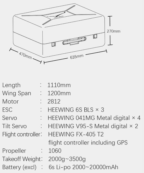 HeeWing T2 Cruza EPP FPV PNP VTOL + opbevaringstas