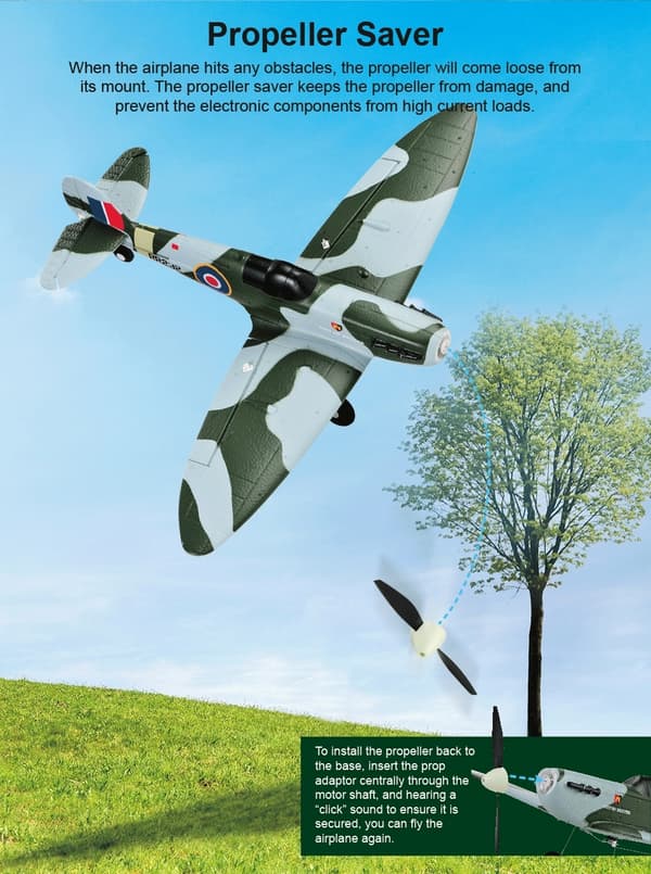 Spitfire 450mm Gyro Grön/Brun RTF