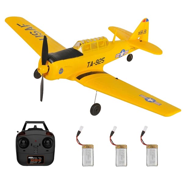 RC-flygplan, 450 mm vingbredd, 6-axlig gyro, 12-15 minuters flygtid,Gul 3 Batterier