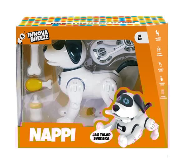 Interaktiv Robothund NAPPI med tillbehör PRATAR SVENSKA