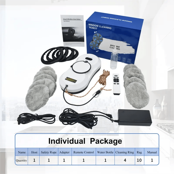 Vinduespudserrobot, 5600Pa sugekraft, 80W nominel effekt,EU-stik