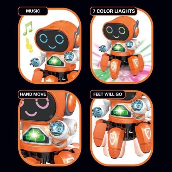 OBOSOE Kids sähköinen robottilelu lahja söpö 6-kloori LED-valo musikaalinen tanssi robottilelut tanssiva robotti