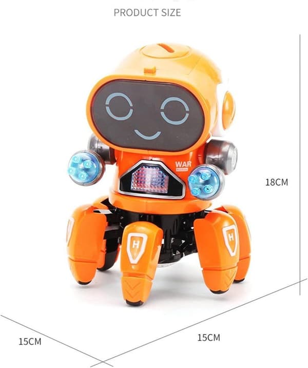 OBOSOE Kids sähköinen robottilelu lahja söpö 6-kloori LED-valo musikaalinen tanssi robottilelut tanssiva robotti
