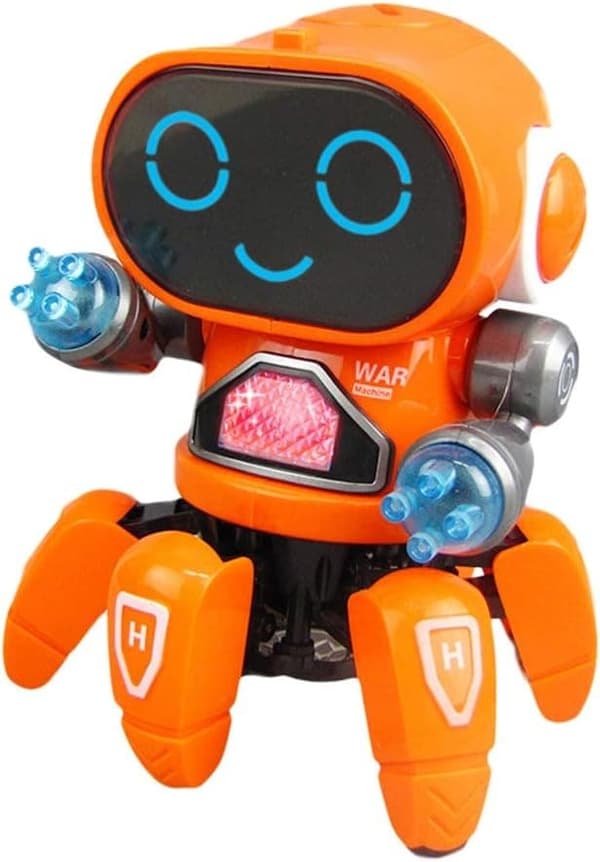 OBOSOE Kids sähköinen robottilelu lahja söpö 6-kloori LED-valo musikaalinen tanssi robottilelut tanssiva robotti