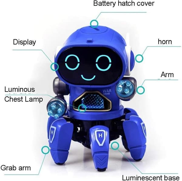 OBOSOE Kids sähköinen robottilelu lahja söpö 6-kloori LED-valo musikaalinen tanssi robottilelut tanssiva robotti