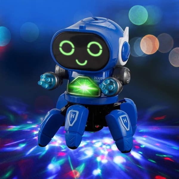 OBOSOE Kids sähköinen robottilelu lahja söpö 6-kloori LED-valo musikaalinen tanssi robottilelut tanssiva robotti