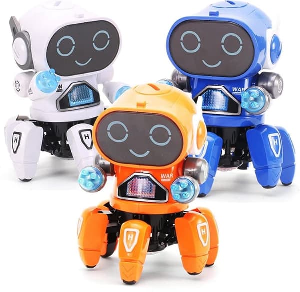 OBOSOE Kids sähköinen robottilelu lahja söpö 6-kloori LED-valo musikaalinen tanssi robottilelut tanssiva robotti Oranssi