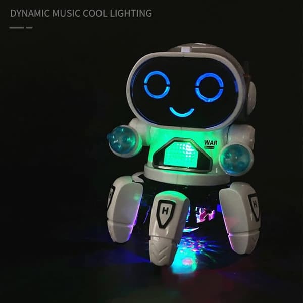 OBOSOE Kids sähköinen robottilelu lahja söpö 6-kloori LED-valo musikaalinen tanssi robottilelut tanssiva robotti