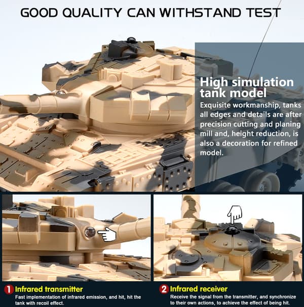 Fjärrstyrda Battle Tanks med IR Combat System Grå/Sand 27,5 cm (2 st)