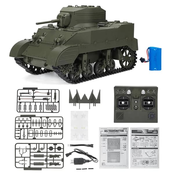 RC Tank, 1:16 Skala, Op til 20 Minutters Legetid,Grøn 1 batteri