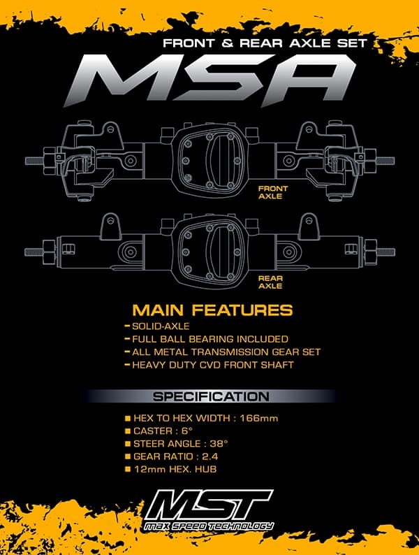 MST-210573 MSA Front & Rear axle set