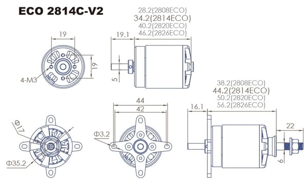 Dualsky ECO 2814C V2 1330KV 105 gram
