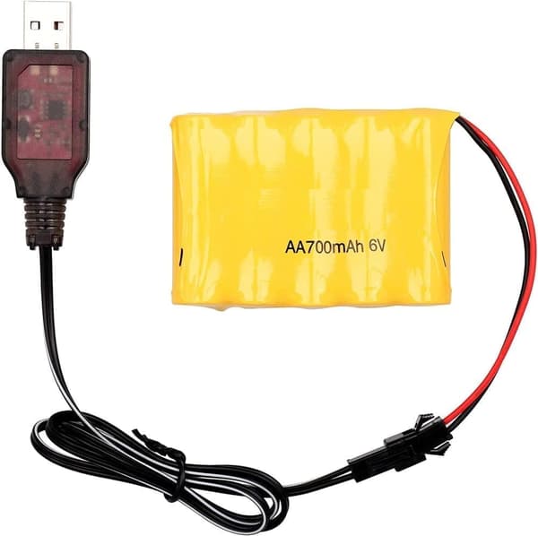 1 stk genopladeligt 6V 700mAh AA Ni-CD SM 2P-stik til legetøj Power Bank + USB-kabel - tilbehør til fjernbetjening af legetøjsbatterier