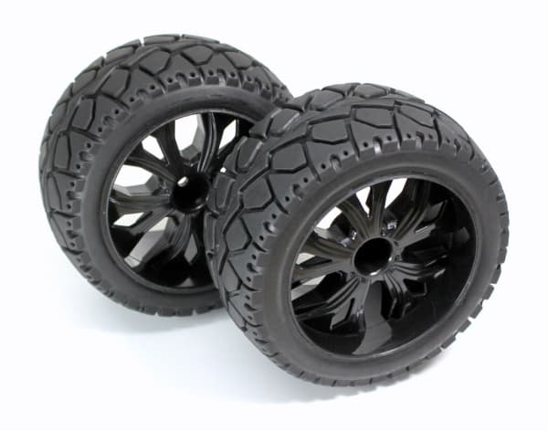 Absima 1:10 Buggy Komplette hjul Tarmac eteenpäin 5 eger Sort 1 Paar