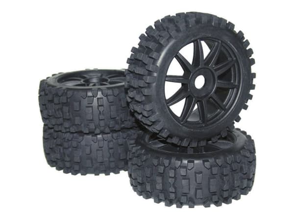 Reely 1:8 Buggy Komplette hjul Big Core 10 eger Sort 4 stk