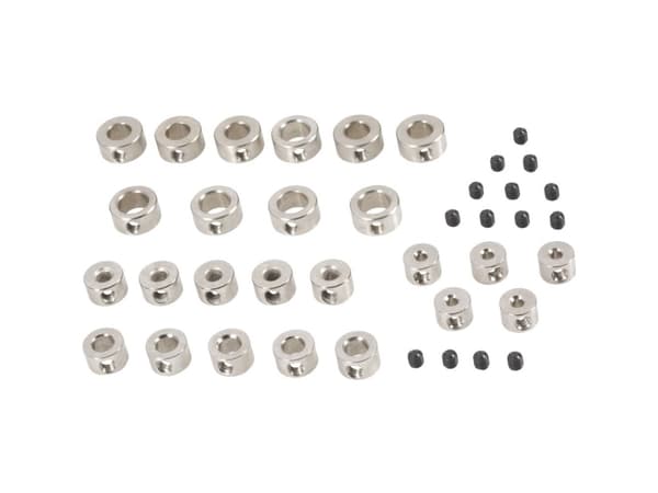 Modelcraft Sortiment av justeringsringar Passar axel: 2 mm, 3 mm, 4 mm, 5 mm, 6 mm Ytterdiameter: 7 mm, 8 mm, 8 mm, 8 mm, 10 mm, 10 mm Tjocklek: 5 mm