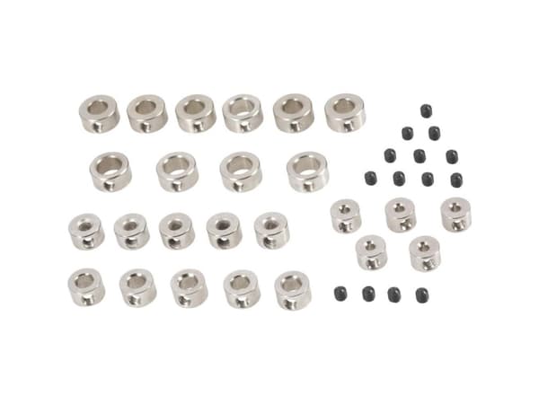 Modelcraft Sortiment av justeringsringar Passar axel: 2 mm, 3 mm, 4 mm, 5 mm, 6 mm Ytterdiameter: 7 mm, 8 mm, 8 mm, 8 mm, 10 mm, 10 mm Tjocklek: 5 mm
