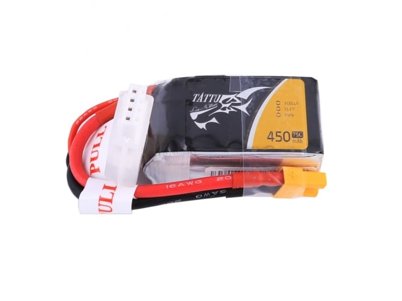 Tattu TA-75C-450-3S1P, Batteri, Quadcopter, Svart, Litium Polymer (LiPo), 450 mAh, 11,1 V