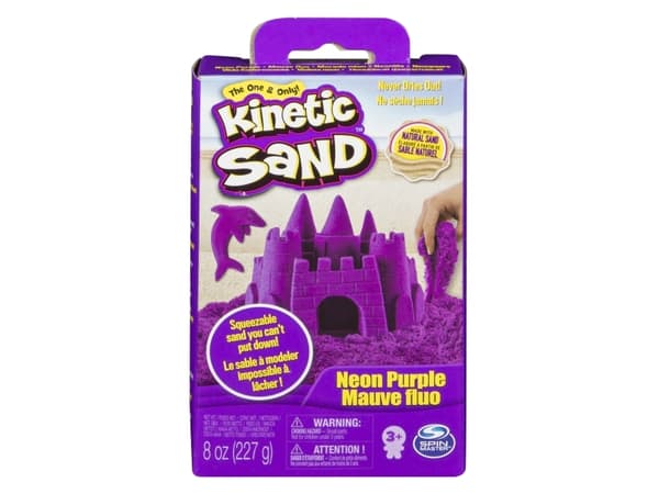 Kinetic Sand KNS RFL 8oz Neon Sand Box - Purple GML, Kinetisk sand for barn, 3 år, Flerfarget