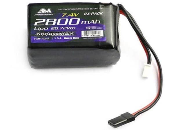 ArrowMax Modelbyg-modtagerbatteri 7.4 V 2800 mAh Hump JR