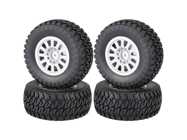 Reely 1:10 Buggy Komplette hjul Block-profil 12 eger Sølv 4 stk